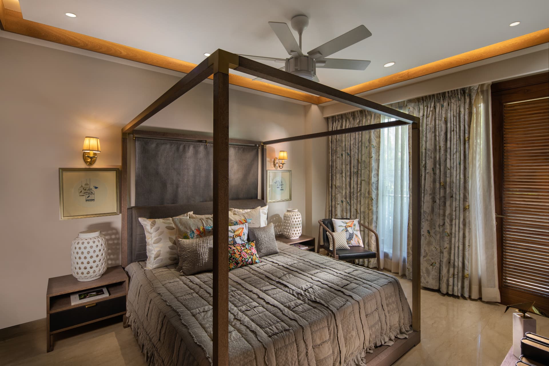 Four poster bed premium bedroom interior